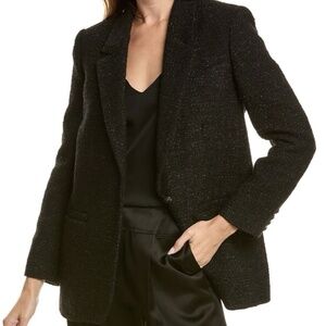 NWT The Kooples Black Tweed Blazer Silver Thread FR 42 / US 10